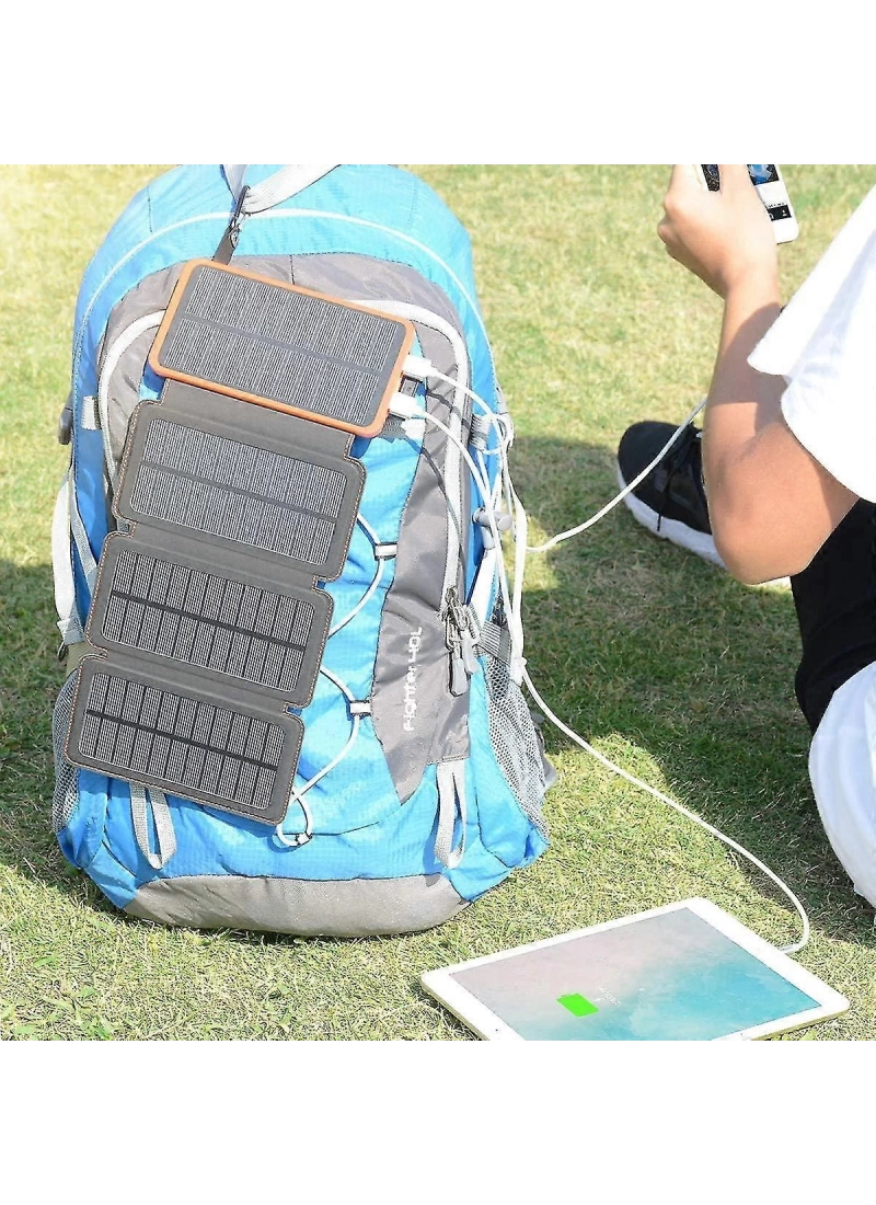 20.000 mAh Solar Hızlı Şarj 4 Katlanabilir 8W Güneş Panelli Işıklı 2x USB 1x Type-C Çıkışlı Led Panel Powerbank