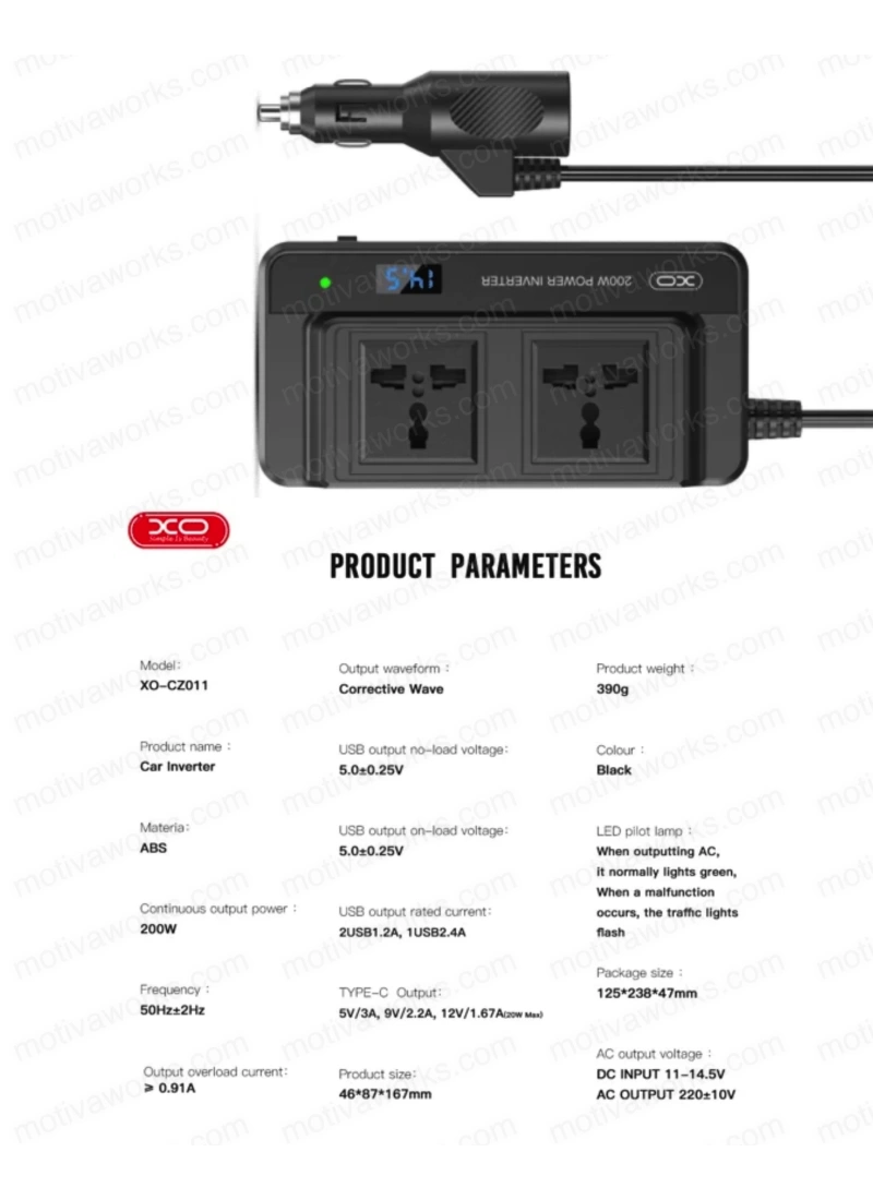 200W Araç Tipi Priz Usb Type-C Çevirici Inverter Çakmaklık Şarz Priz Dönüştürücü
