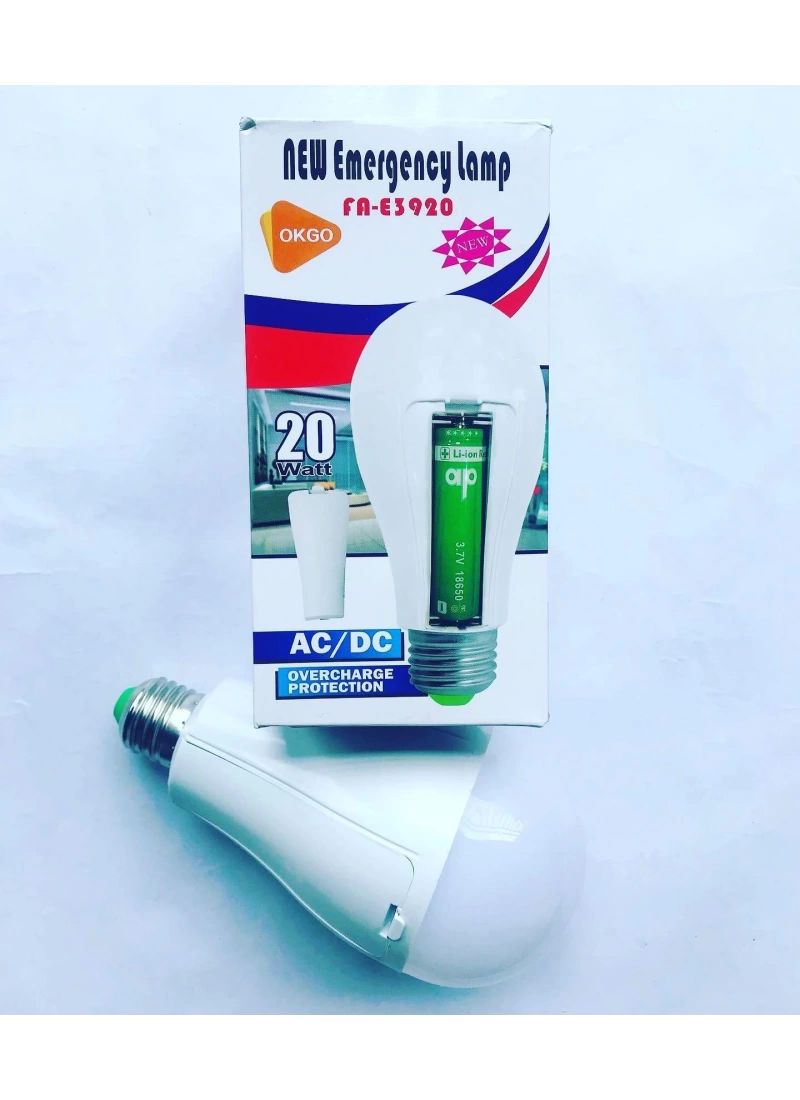 20W Şarjlı LED Ampul Çift Bataryalı – Yüksek Parlaklık, Acil Durum Işığı, 12 Saat Çalışma Süresi, 2400mAh Pil