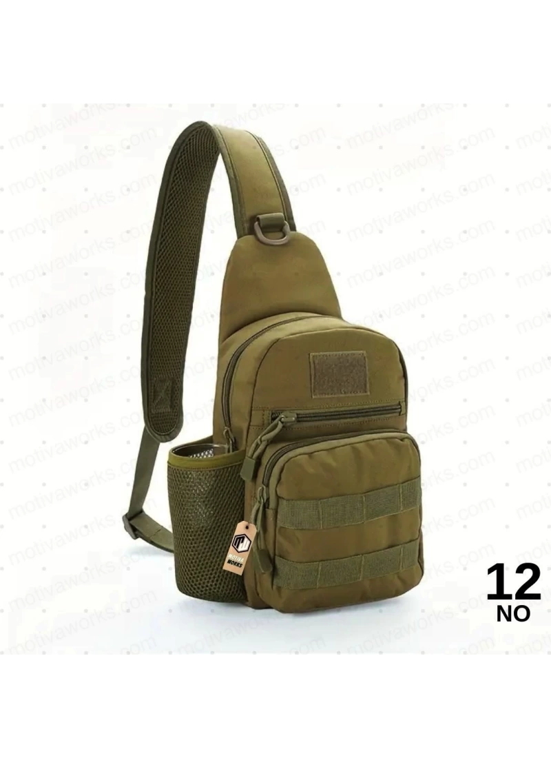 24CM Taktik Outdoor Haki Yeşil Omuz Çapraz Çanta NO12