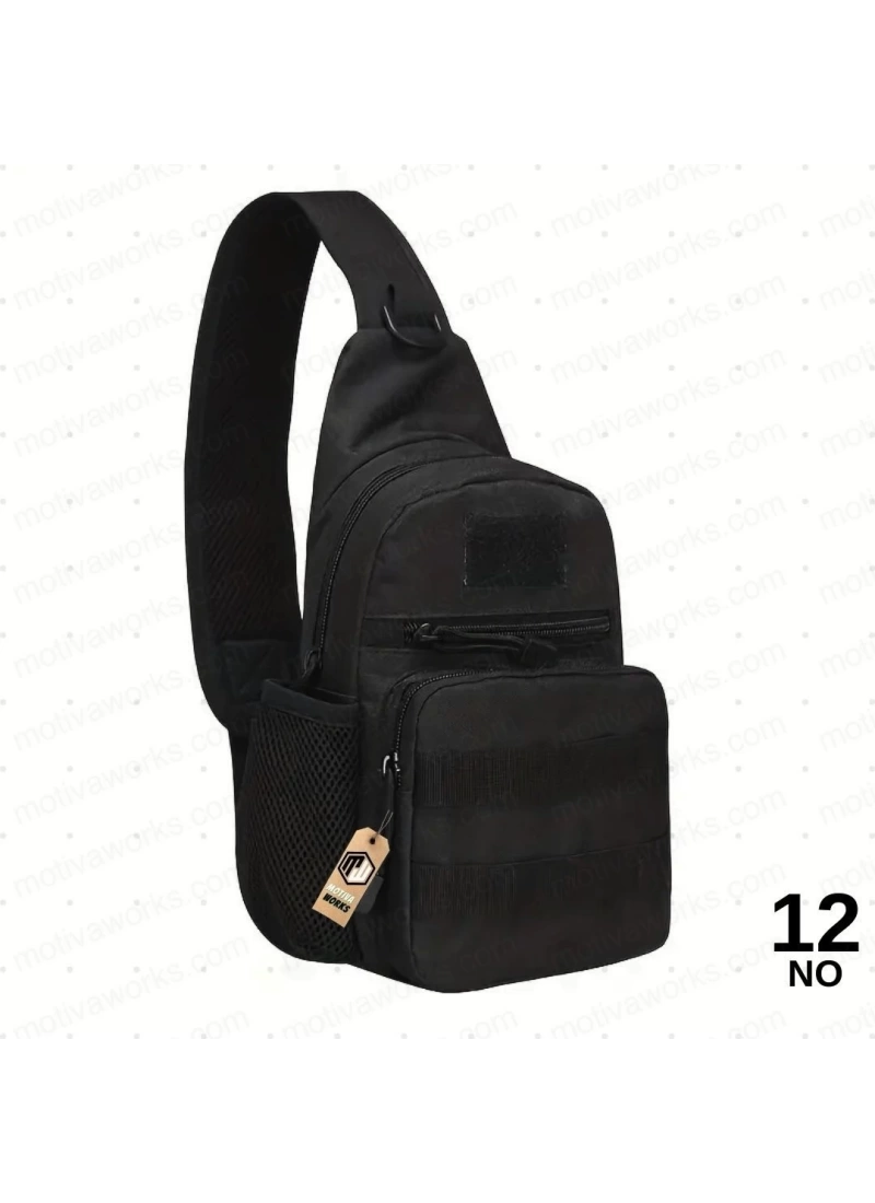 24CM Taktik Outdoor Siyah Omuz Çapraz Çanta NO12