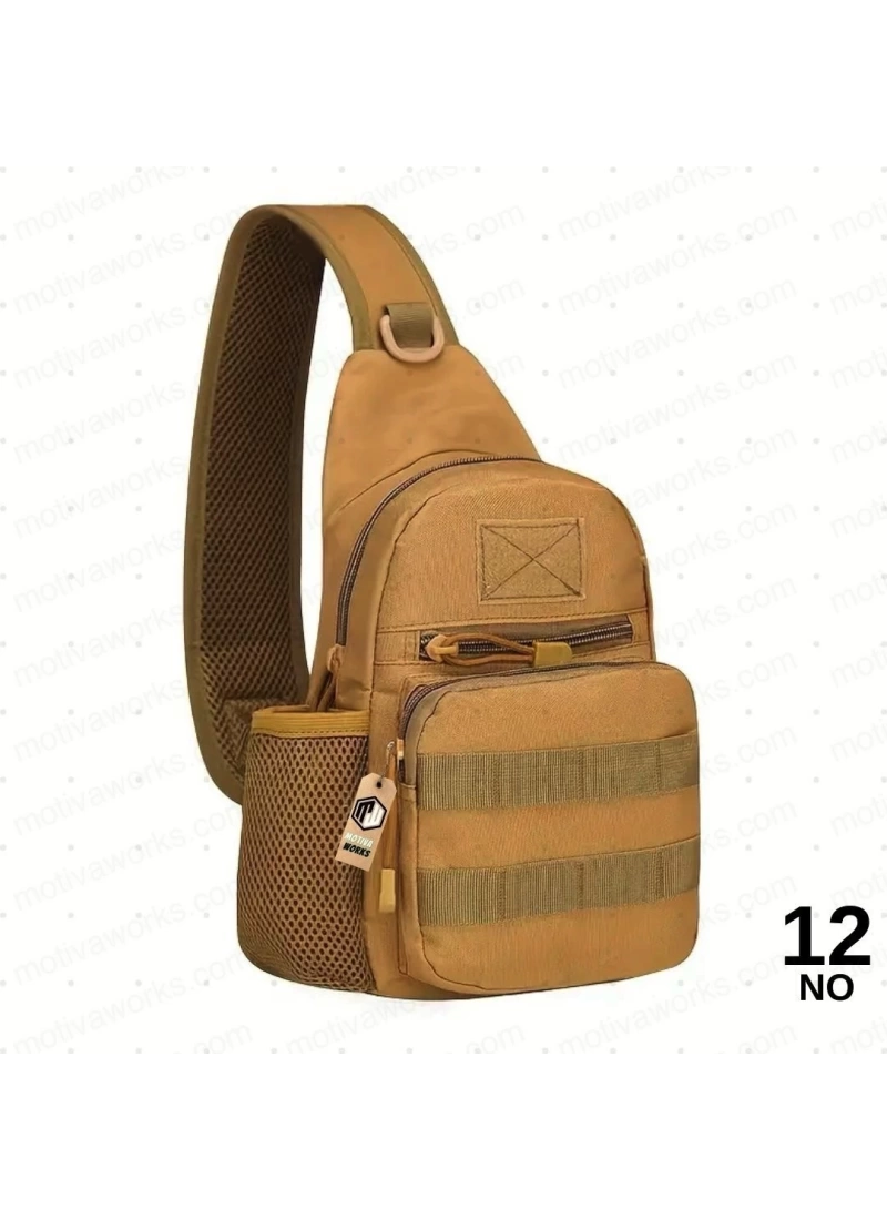 24CM Taktik Outdoor Tan Desert Çöl Omuz Çapraz Çanta NO12