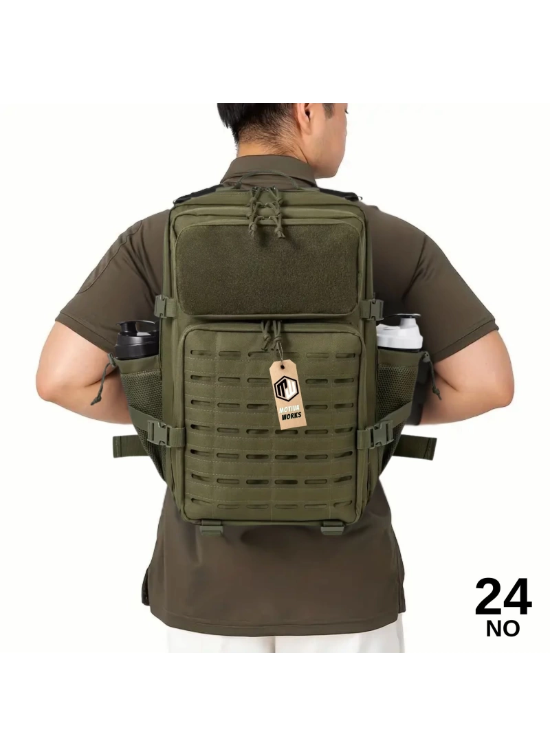 49CM Taktik Haki Yeşil Lazer Kesim Outdoor Dağcı Asker Sırt Çantası MW502 NO24