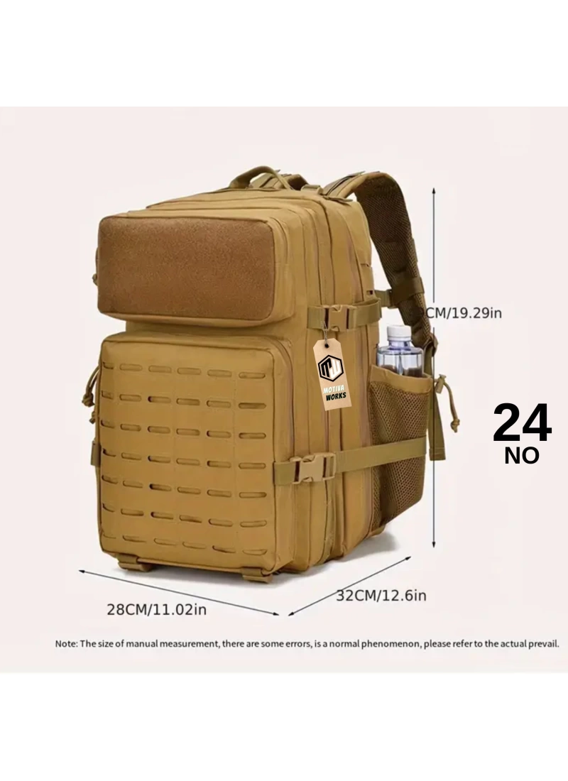 49CM Taktik Haki Yeşil Lazer Kesim Outdoor Dağcı Asker Sırt Çantası MW502 NO24