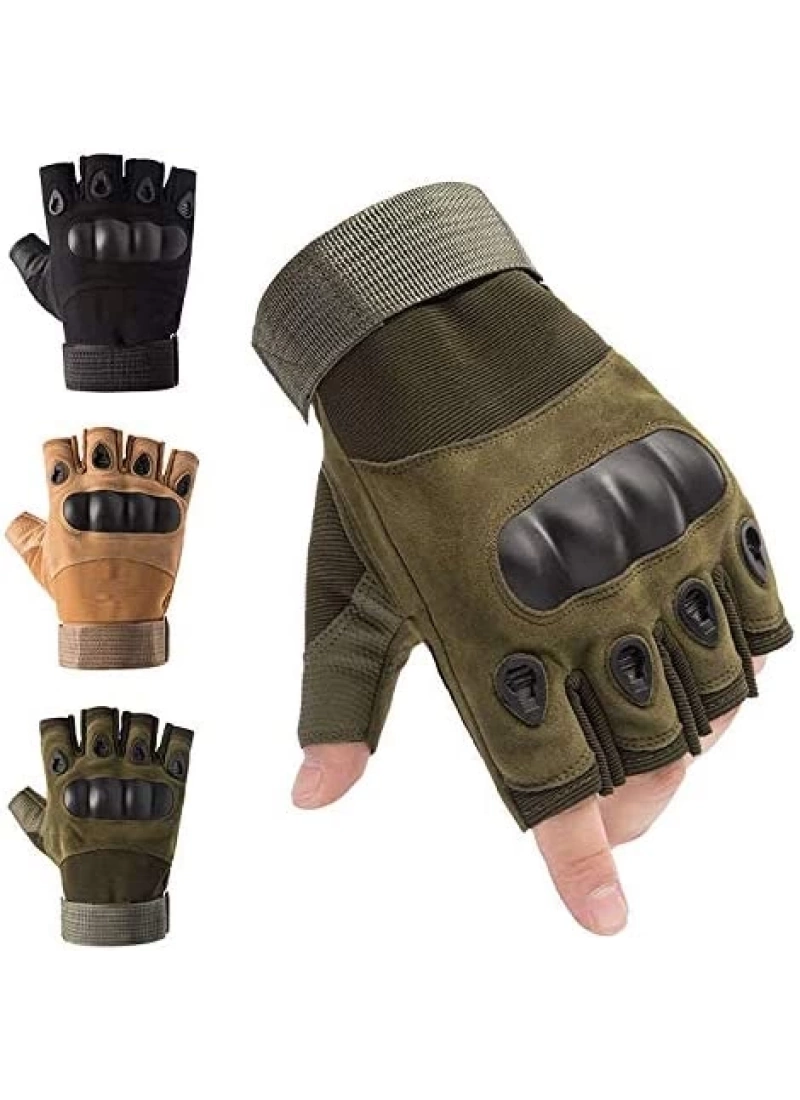 Kısa Taktik Combat Motosiklet Operasyon Outdoor Sport Korumalı Yarım Parmaksız Eldiven