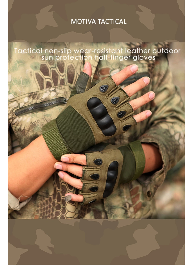 Kısa Taktik Combat Motosiklet Operasyon Outdoor Sport Korumalı Yarım Parmaksız Eldiven