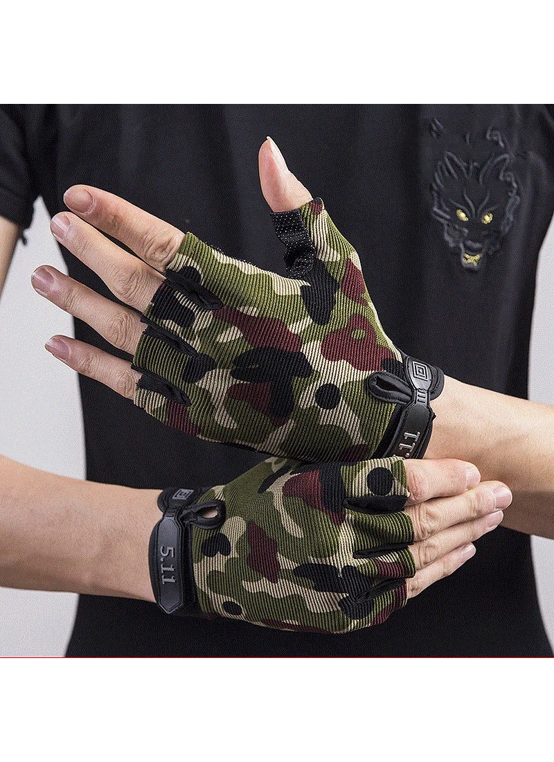 Kısa Taktik Eldiven Haki Yeşil Yarım Parmak Yazlık Asker Polis Dağcı Avcı Airsoft Sporcu Eldiven