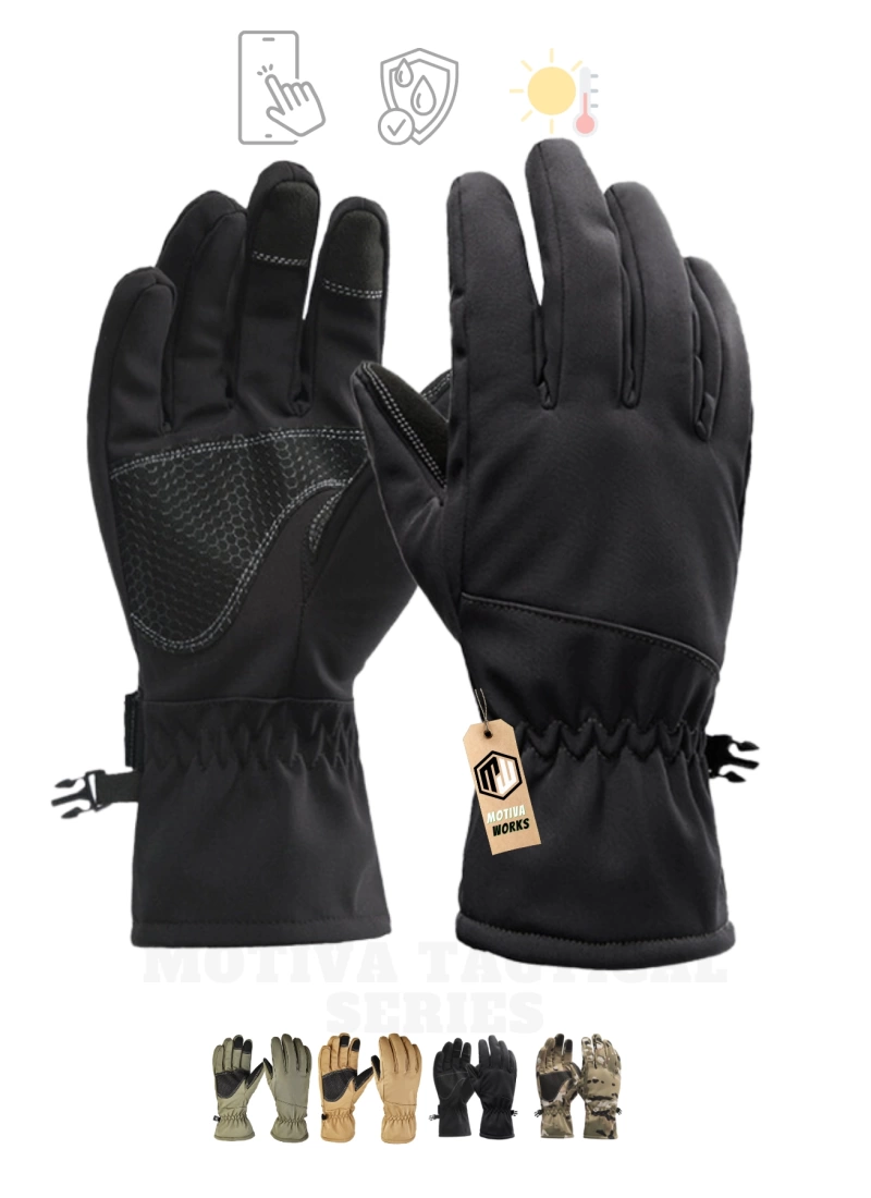 Su Geçirmez Softshell Siyah Motosiklet Taktik Askeri Spor Kışlık Kar Balıkçı Eldiveni