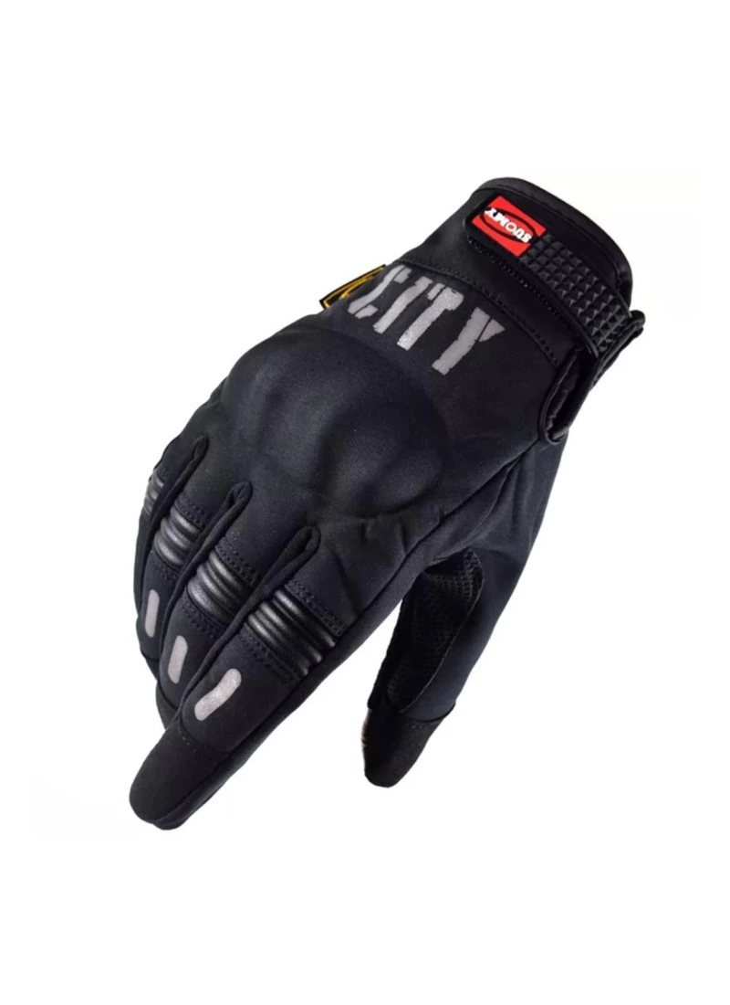 Unisex Thermotex Dokunmatik Motosiklet Eldiveni Korumalı Su Itici Softshel Kumaş Motorcu Eldiveni