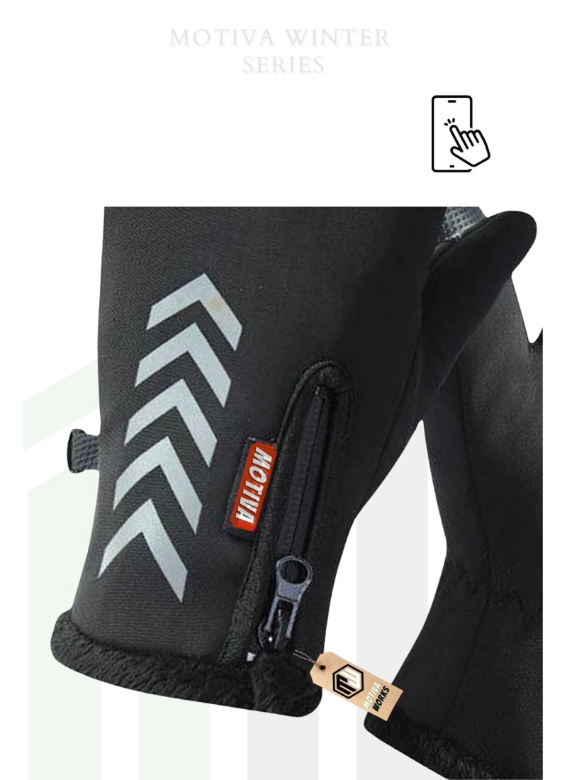 Softshell Unisex Bisiklet, Motosiklet Eldiven Dokunmatik Kışlık Suya Dayanıklı Kaymaz Reflektörlü