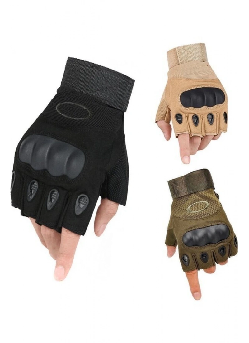 Erkek Tactical Kesik Parmak Eldiven Camel