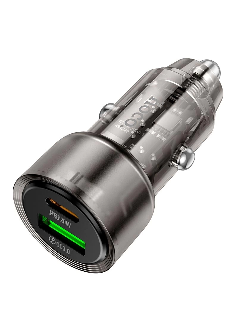 Araç Hızlı Şarj Cihazı Çakmak Girişi USB/TPYE-C Çift Çıkışlı 38W/3A, PD/QC