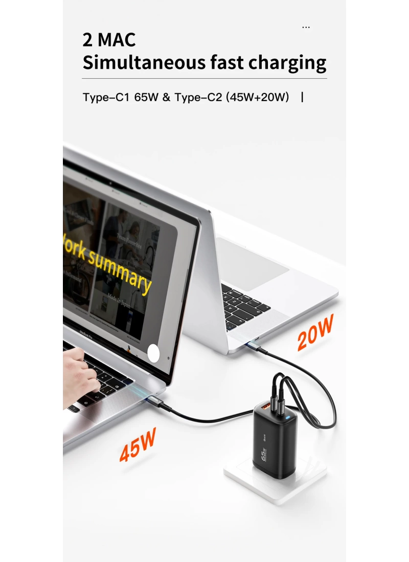 GaN Charger USB Type-C Hızlı Şarj 65W 45W+20W PPS PD QC3.0 Hızlı Şarj Cihazı Macbook Dizüstü Ipad Tablet iPhone Samsung