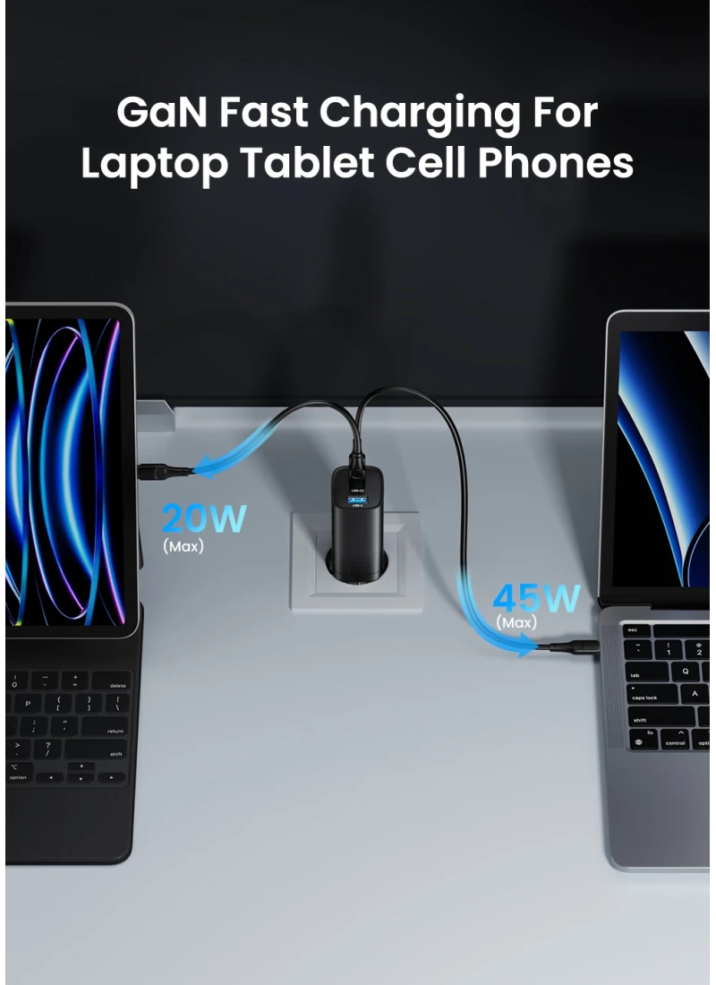 GaN Charger USB Type-C Hızlı Şarj 65W 45W+20W PPS PD QC3.0 Hızlı Şarj Cihazı Macbook Dizüstü Ipad Tablet iPhone Samsung