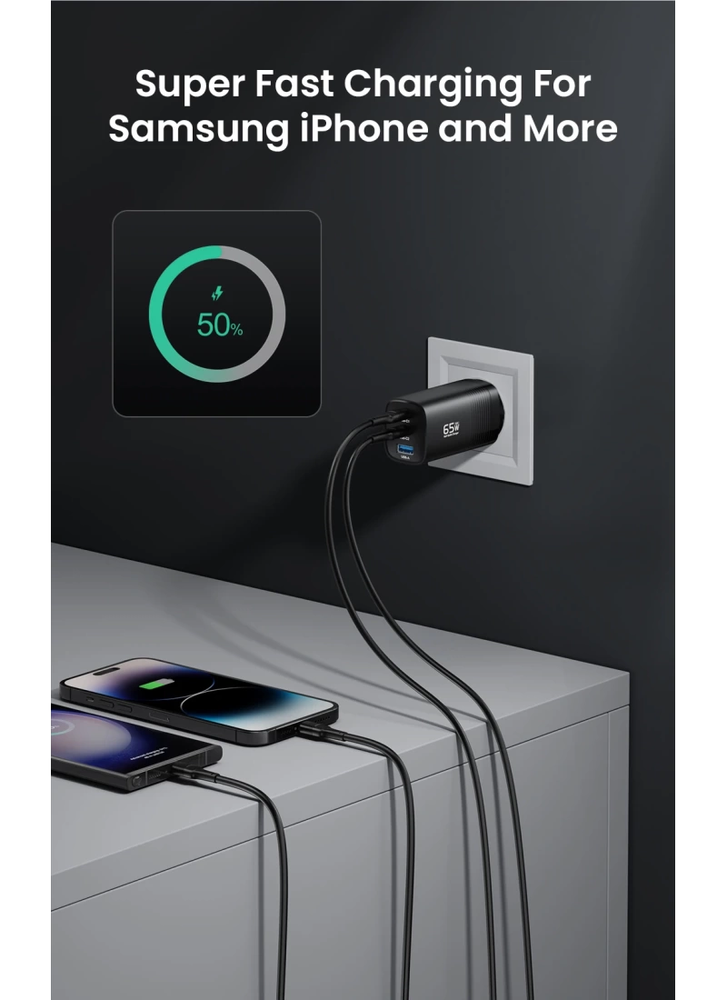 GaN Charger USB Type-C Hızlı Şarj 65W 45W+20W PPS PD QC3.0 Hızlı Şarj Cihazı Macbook Dizüstü Ipad Tablet iPhone Samsung