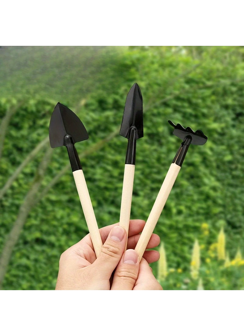 Metal Mini Alet Seti Kürek Tırmık Bahçe Hobi Outdoor Dayanıklı Mini Doğa Seti