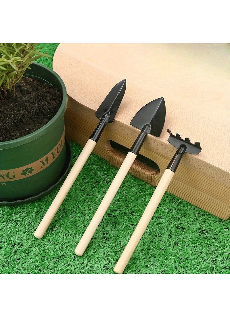 Metal Mini Alet Seti Kürek Tırmık Bahçe Hobi Outdoor Dayanıklı Mini Doğa Seti