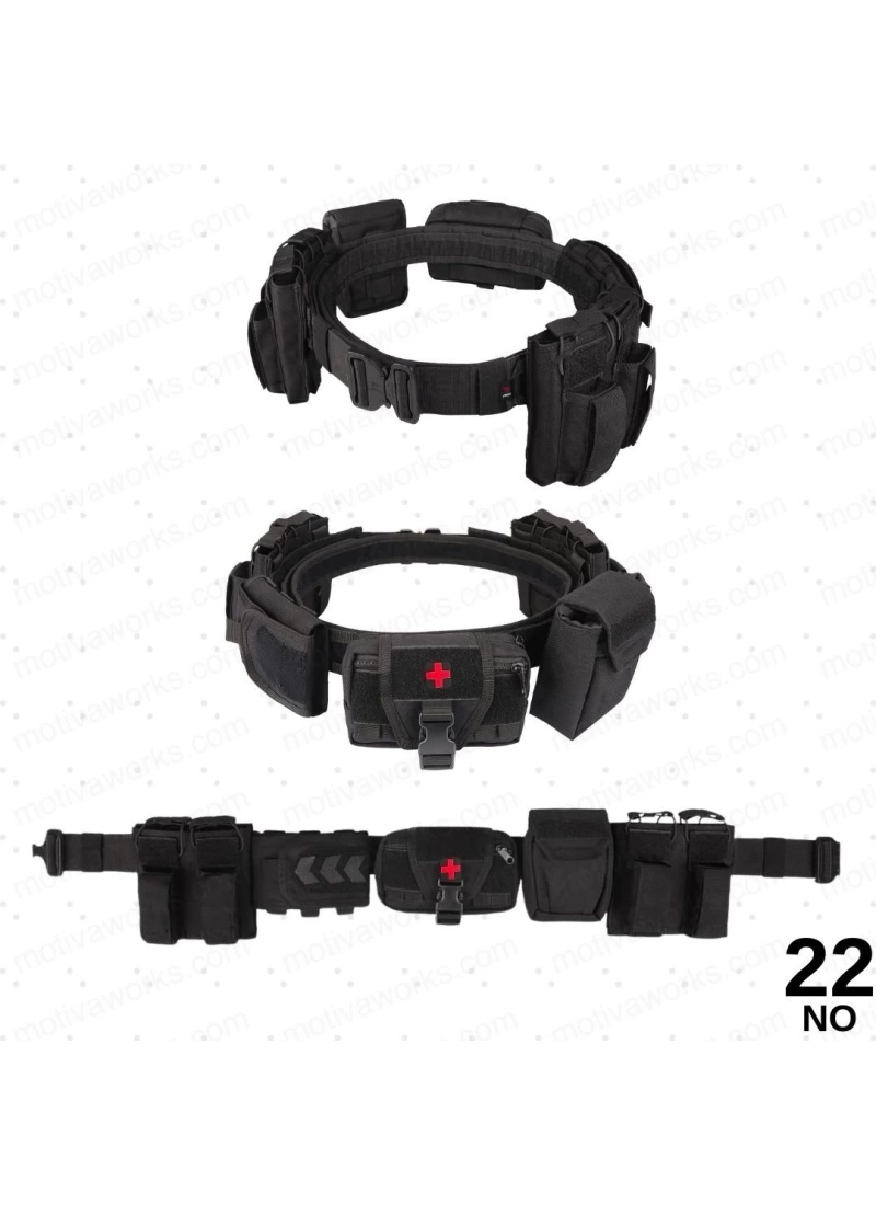 75-125CM Taktik Siyah Görev Kemeri Metal Kobra Tokalı 7 Cepli 5.56 NO22
