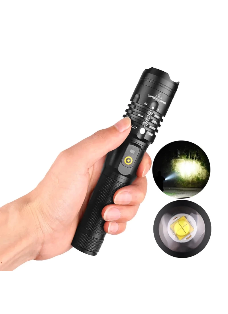 7 Fonksiyonlu Güçlü Led El Feneri Powerbank USB Şarj Zoomlu Acil Durum Afet Çanta Feneri