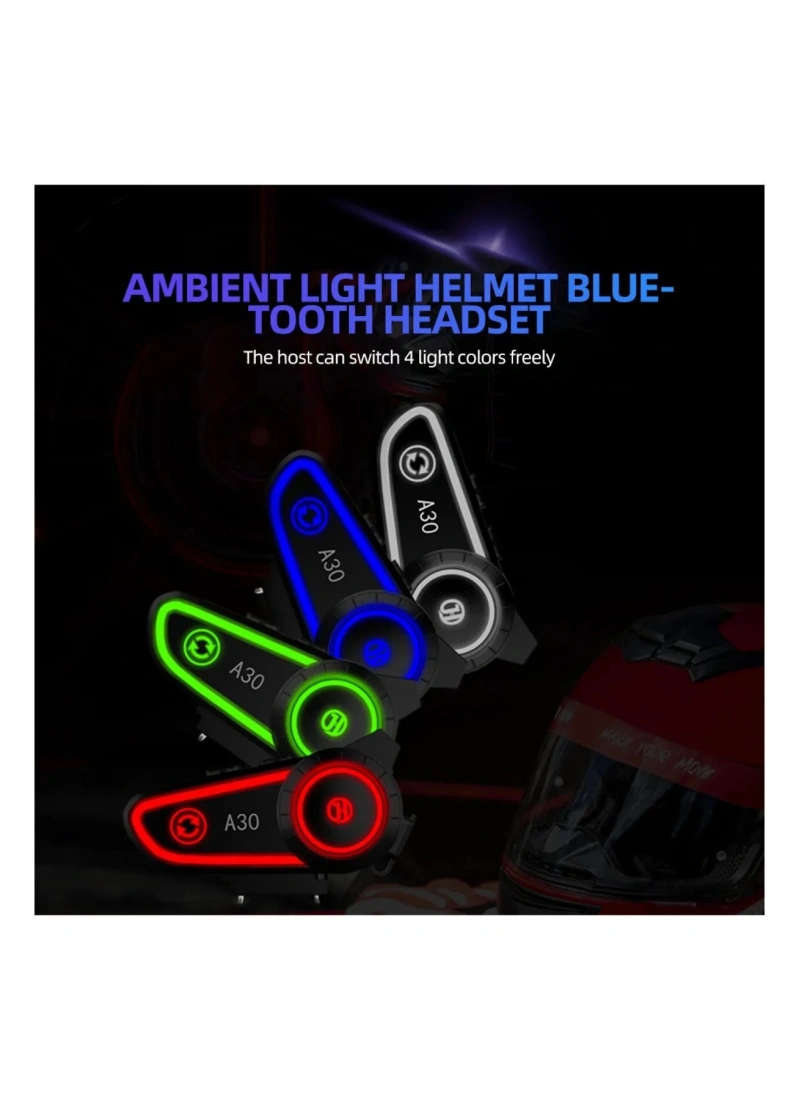 A30 Motosiklet Kask Kulaklık Işıklı BT 5.2 2800mAh
