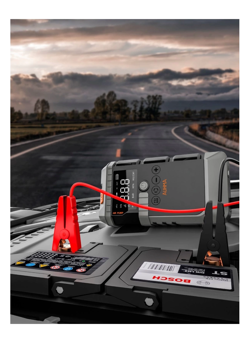 A7711 Jump Starter / Akü Takviye Cihazı | 12.000 mah 4ü 1 Arada Powerbank, Hava Kompresörü, LCD Ekran, 1