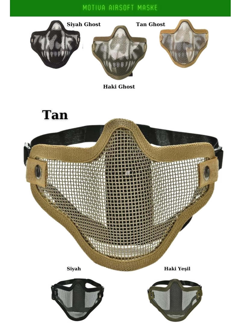 Airsoft Yüz Maskesi Black Koruyucu Pro Çelik Tel Maske