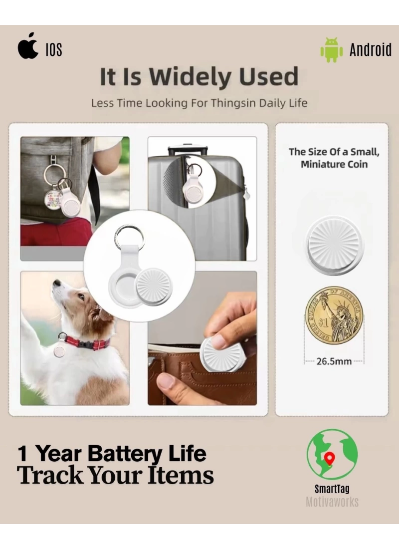 Airtag Akıllı GPS Takip Cihazı Apple IOS + Android  Uyumlu SmartTag (Beyaz)