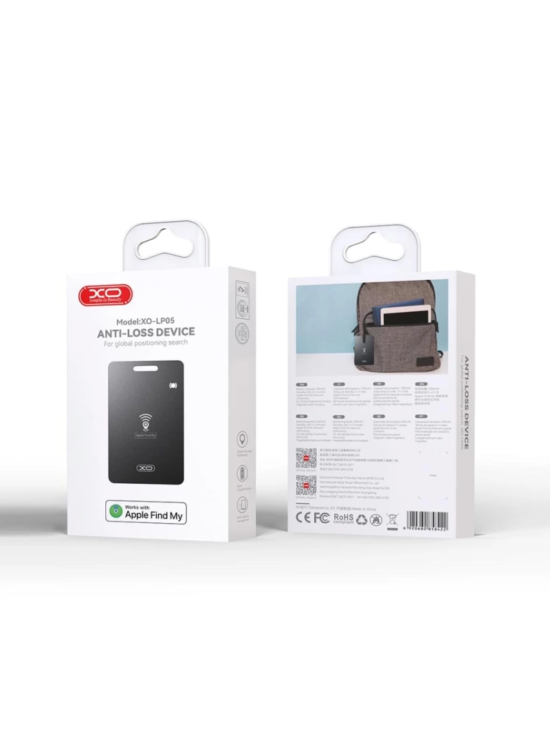 Air Card Tag Akıllı GPS Takip Cihazı Apple IOS Tuya Uyumlu Smart Card Tag XOLP05 (Siyah)