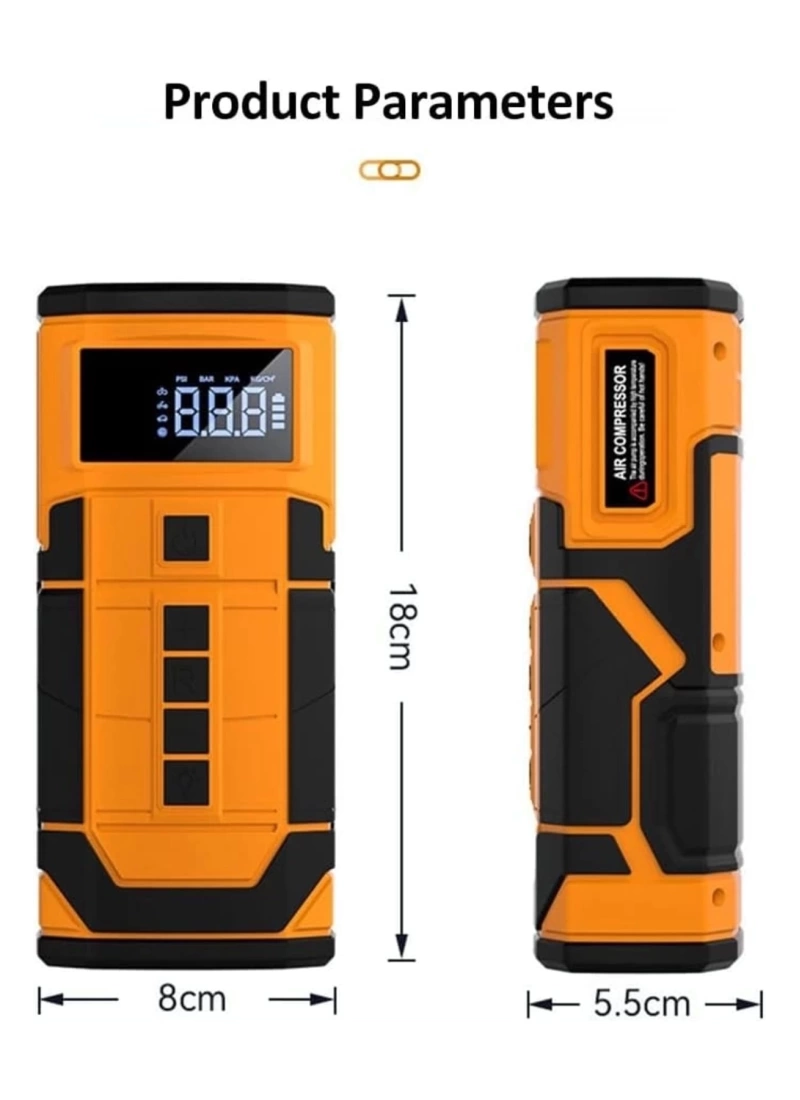 Auhma A5577 Hava Pompası Güç Bankası Araç Akü Start 8000mAh14.8V 150PSI Şarj Cihazı