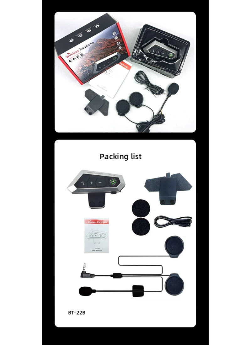 B22B Motosiklet Kask Kulaklık Bluetooth intercom
