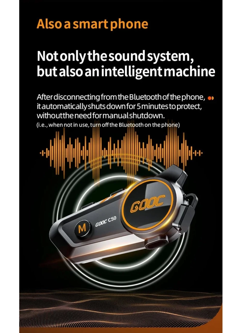 C50 2X Bluetooth 5.3 Kask intercom Kulaklık 300M Kablosuz Motosiklet Kulaklık IPX7 Su Geçirmez 1100mA