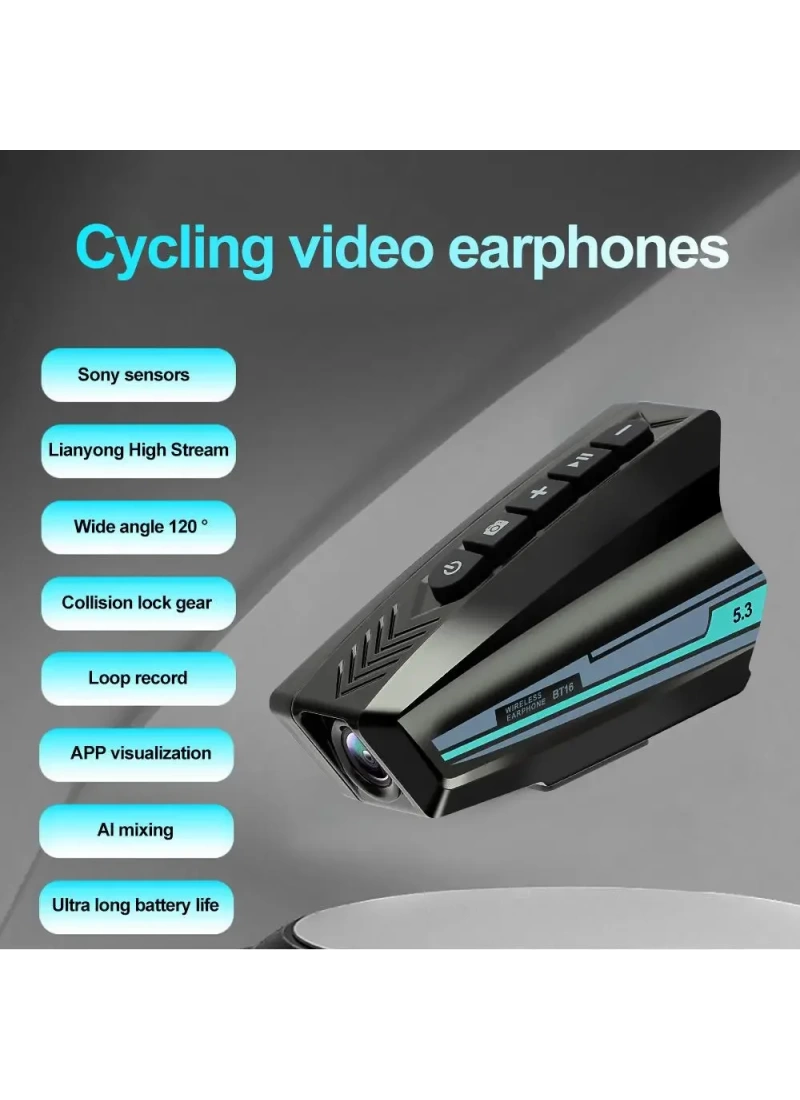 BT16 Kameralı Kask Kulaklık Muzik Sesli Asistan IPX6 Su Geçirmez 2000mAh 32GB Kart dahil