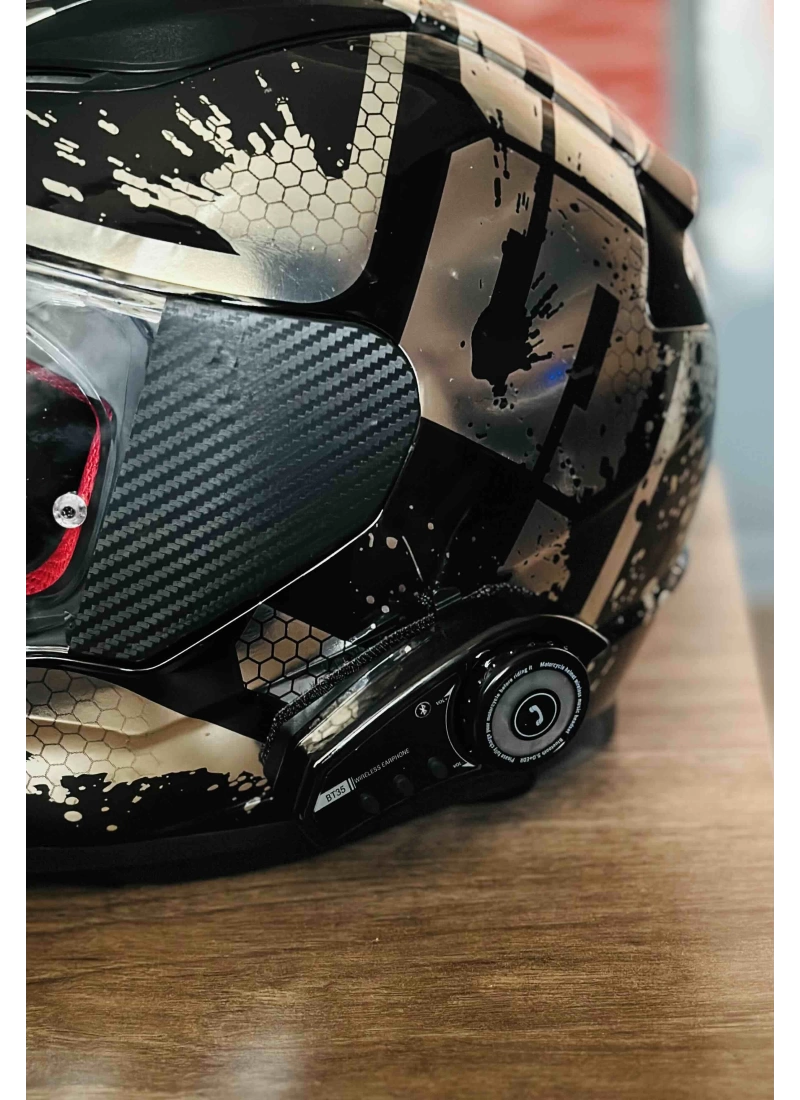 BT35 RGB intercom Motosiklet Kask Mavi BT 5.0 Mikrofonlu IP67 Waterproof Asistan Destekli Kulaklık