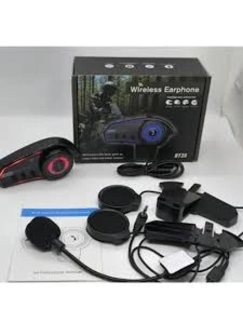 BT35 RGB intercom Motosiklet Kask Mavi BT 5.0 Mikrofonlu IP67 Waterproof Asistan Destekli Kulaklık