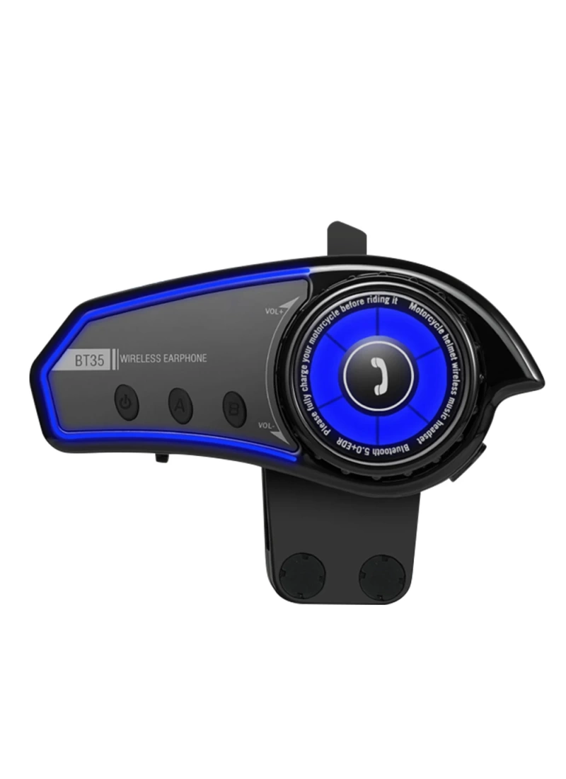 BT35 RGB intercom Motosiklet Kask Mavi BT 5.0 Mikrofonlu IP67 Waterproof Asistan Destekli Kulaklık