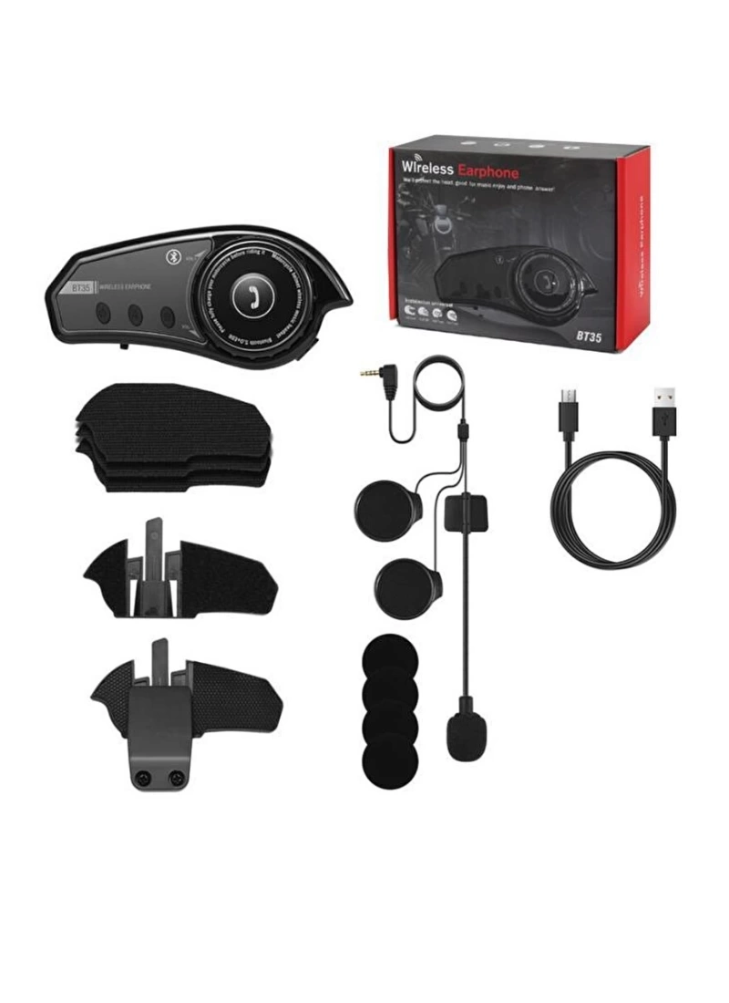 BT35 RGB intercom Motosiklet Kask Siyah BT 5.0 Mikrofonlu IP67 Waterproof Asistan Destekli Kulaklık