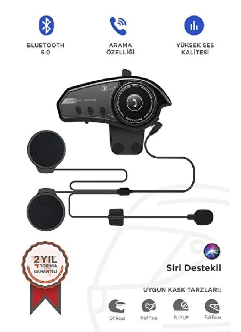 BT35 RGB intercom Motosiklet Kask Siyah BT 5.0 Mikrofonlu IP67 Waterproof Asistan Destekli Kulaklık