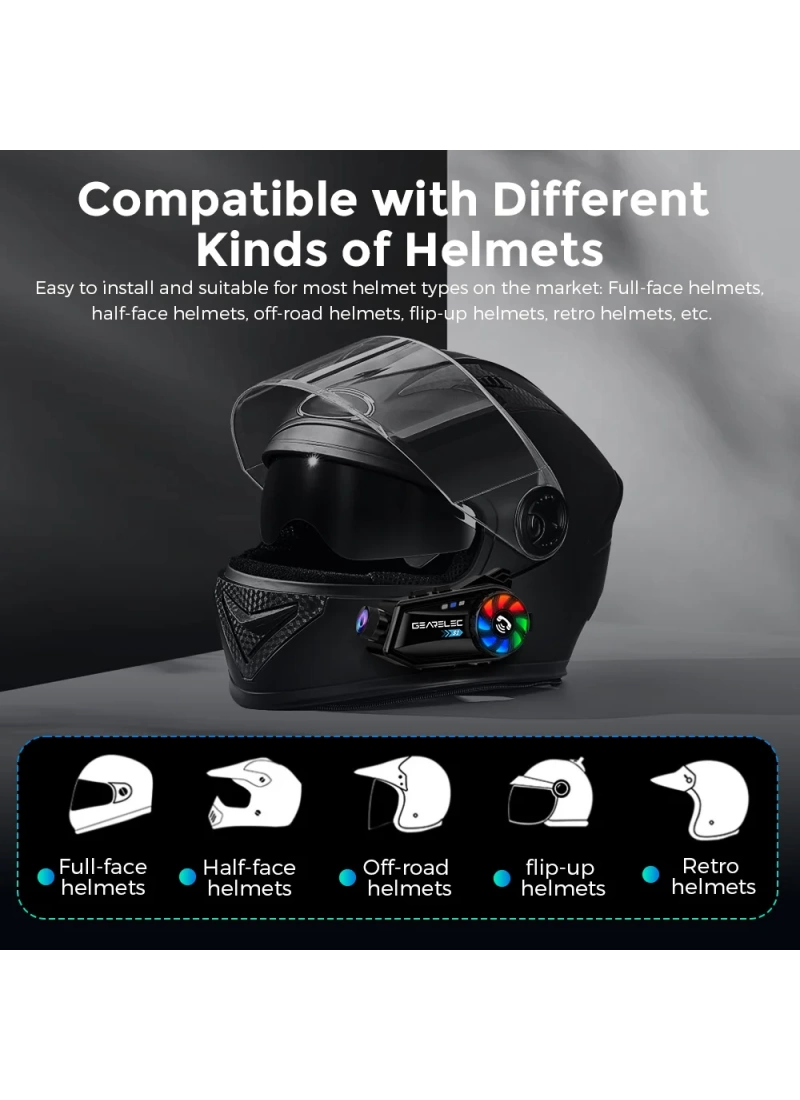 BT68 Kameralı intercom Kask Kulaklık IP65 1080P 1500mAh 32gb TF Kart Dahil