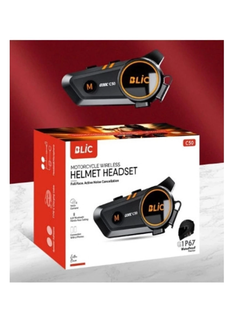 C50 Motosiklet Kask Kulaklık 1100 Mah Rgb Işıklı Bluetooth Kulaklık IP67