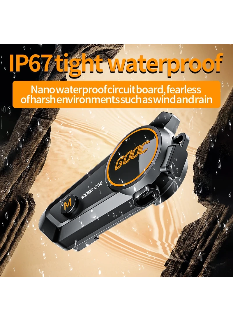 C50 Motosiklet Kask Kulaklık 1100 Mah Rgb Işıklı Bluetooth Kulaklık IP67