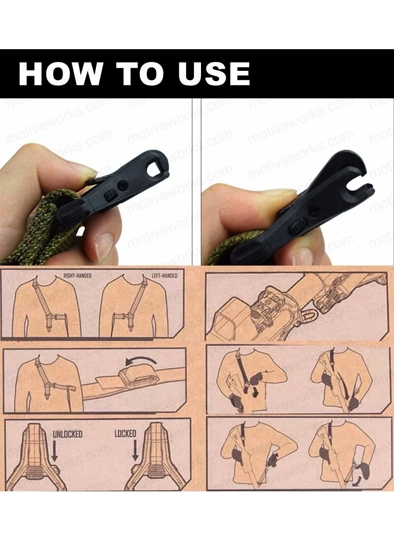 Çift Nokta Haki Yeşil Metal Mandallı Askeri Airsoft Avcılık Tüfek Askı Kayışı