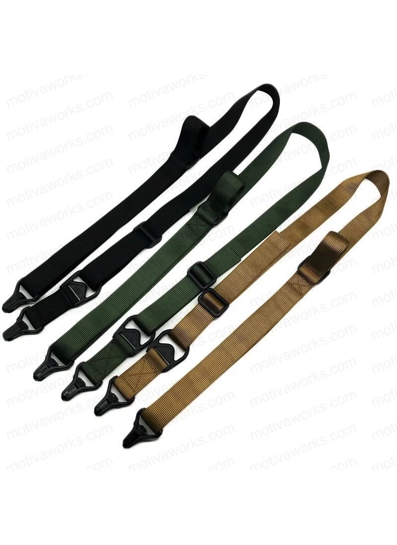 Çift Nokta Haki Yeşil Metal Mandallı Askeri Airsoft Avcılık Tüfek Askı Kayışı
