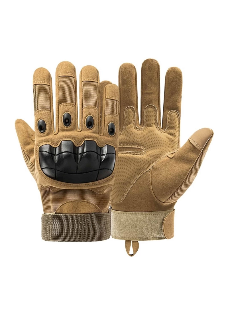 Combat FlexShield MW532C Tan Korumalı Uzun Taktik Askeri Bisiklet Soft Destekli Motosiklet Eldiveni