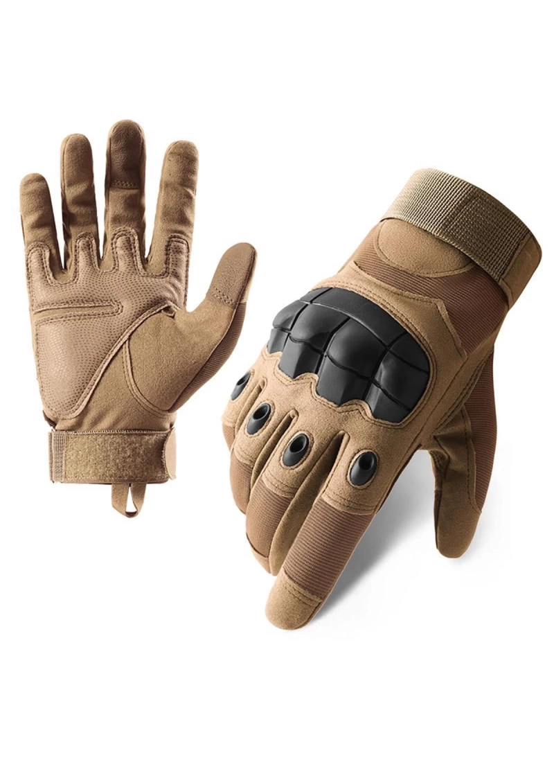 Combat FlexShield MW532C Tan Korumalı Uzun Taktik Askeri Bisiklet Soft Destekli Motosiklet Eldiveni