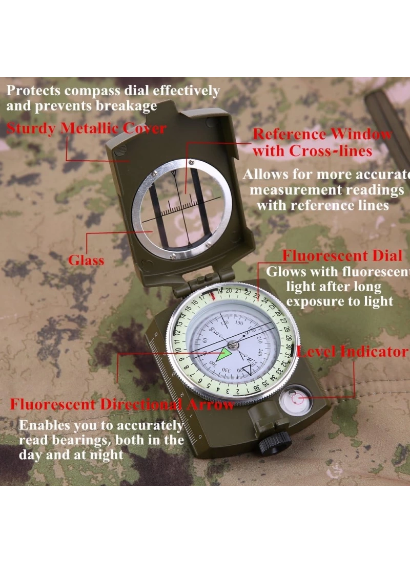 Hiking Survival Compass Military Grade Waterproof Scout Compass Gift for Kids Backpack Camping Hiking Map Navigation