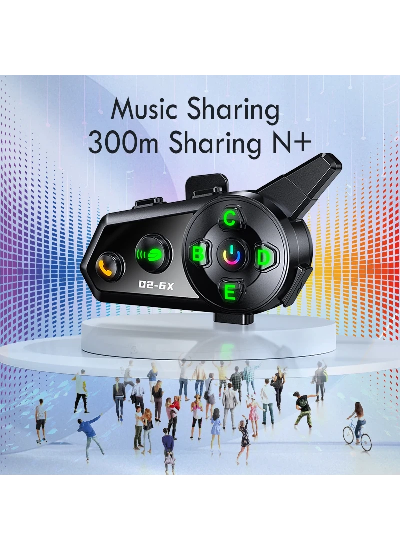 D2 6X Grup İntercom Kask Kulaklığı Müzik Paylaşımı Grup Konuşma 1000m Menzil Uyumlu Markalar