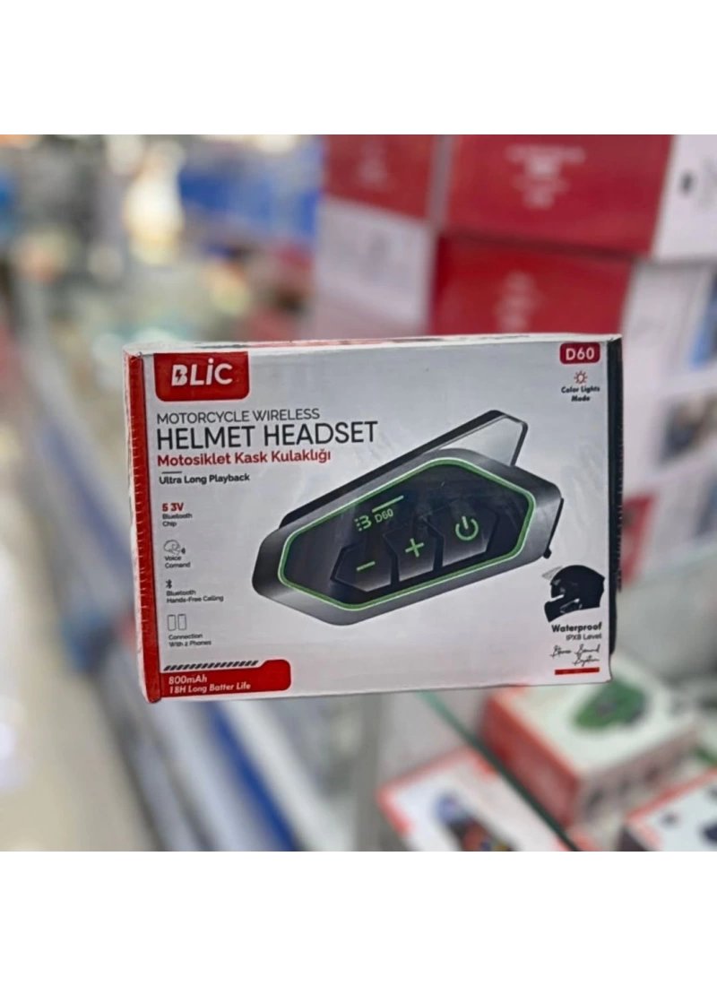 D60 Motosiklet Kask Kulaklığı Bluetooth Intercom RGB Işıklı Intercom