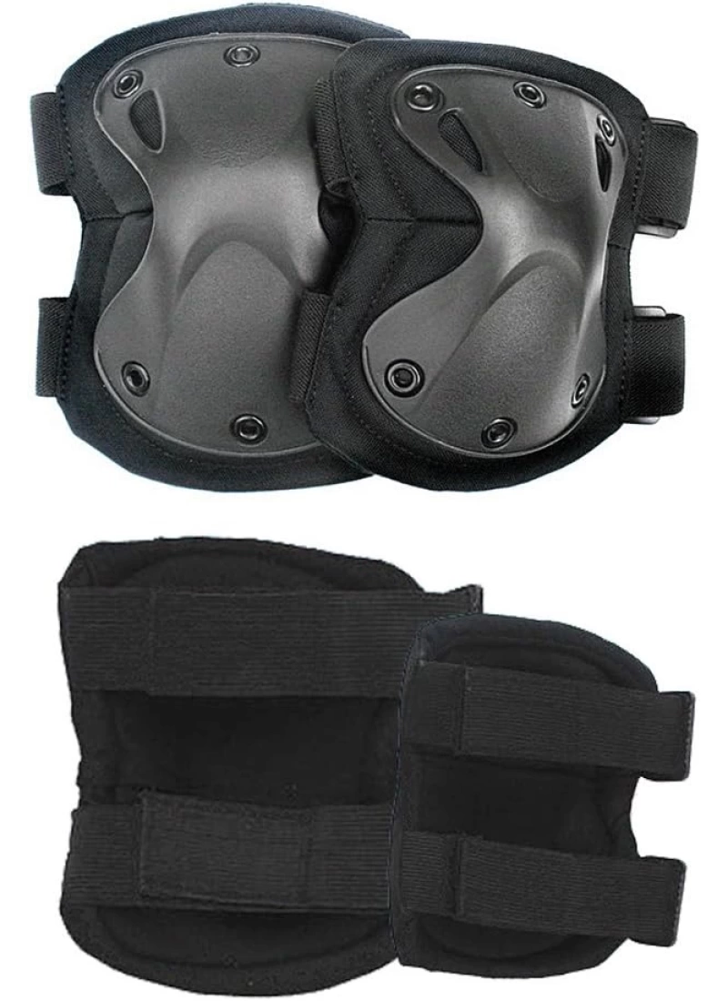 Dizlik Ve Dirseklik Koruma Seti Siyah Airsoft Koruyucu Set