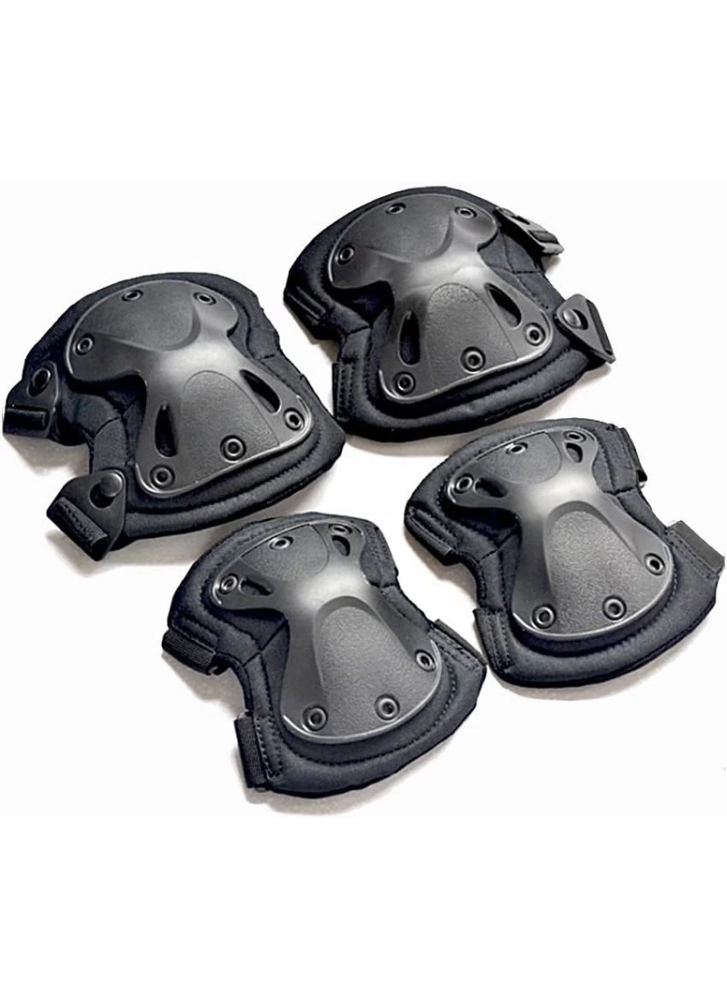 Dizlik Ve Dirseklik Koruma Seti Siyah Airsoft Koruyucu Set