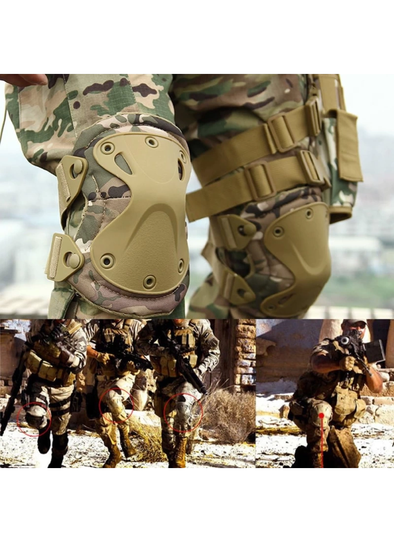 Dizlik Ve Dirseklik Koruma Seti Çöl Sarısı Airsoft Koruyucu Set